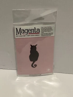 NUEVO MAGENTA Sello de Goma Autoadhesivo SILUETA DE GATO Recortado Foto 1 de 3