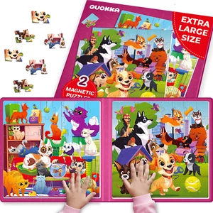 QUOKKA 2x48 Piece Magnetic Travel Puzzles for Toddlers 3-5 | Cats & Dogs - Picture 1 of 8