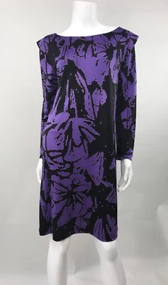 Preowned Tibi New Yoek Woman Shift Dress SZ L Purple/ Black Abstract Print - Image 1 of 4