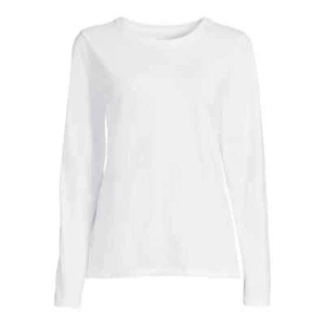 Time And Tru Women's Crewneck Tee with Long Sleeves, White Size XL(16-18) - Picture 1 of 4