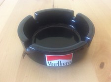 Vintage French Glass Advertising Ashtray Marlboro Cigarettes Mancave Pub Bar