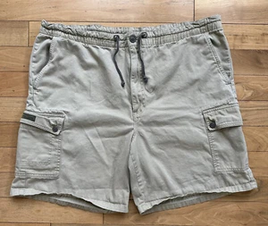 Eddie Bauer Cargo Shorts Mens XXL Khaki Beige Drawstring Cotton Utility Pockets - Picture 1 of 10