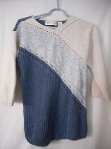 Orvis 3/4 sleeve Size S Women's sweater Silk Cotton Linen Blend Blue Cream - Picture 1 of 4