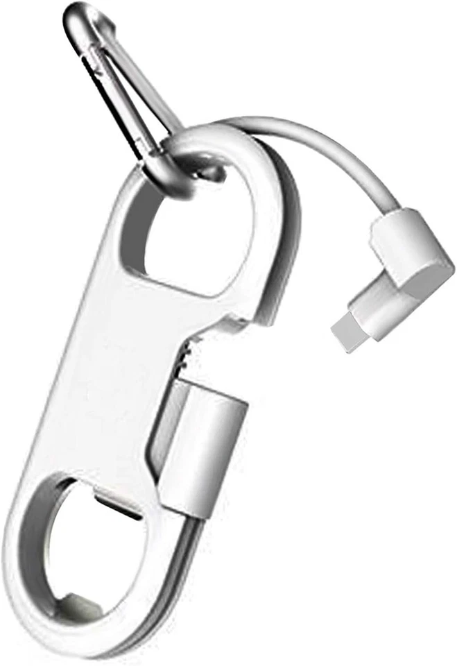 USB Type C Cable Fast Charging + Keychain + Bottle Opener + Aluminum White - Image 1 of 4