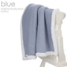 Baby Boys Knitted Blanket Sherpa Fleece Backing Dusky Blue Knit Pattern 75X90cm