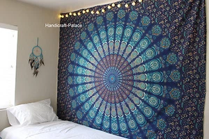 Twin Indian Wall Hanging Hippie Mandala Tapestry Bedspread Bohemian Ethnic Throw - Picture 1 of 6