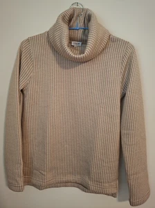 J CREW Tan Cream XS Houndstooth Fleece Lined Turtleneck Sweater NEW Tags $89 - Picture 1 of 8