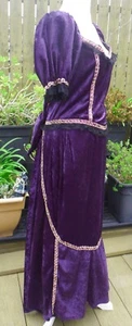 Victorian/Edwardian Style Off-Shoulder Purple Velvet LARP Fancy Dress 10/12 S/M - Picture 1 of 14