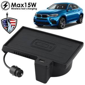 15W Car Wireless Charger Fast Phone Charger For BMW X5 F15 X6 F16 2014 2015-2018 - Photo 1 sur 11