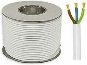 White 3 Core Flex 0.5mm 0.75mm 1.0mm 1.5mm 2.5mm Mains Wire Cable Electric 3183Y