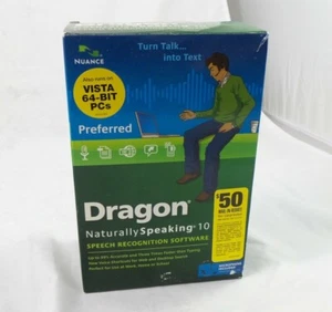 Boxed Nuance Dragon NaturallySpeaking 10 Preferred Speech Recognition Software - Picture 1 of 2