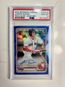 Bowman Chrome Jarren Duran 2020 refractor azul primer automático/150 PSA 10 - Imagen 1 de 2