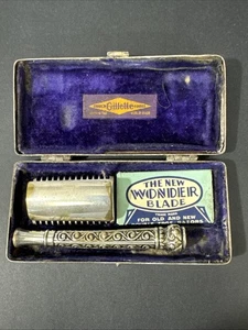 Vintage 1909 Gillette ABC Pocket Edition Safety Razor Set in Case - Picture 1 of 5