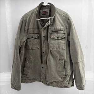 Levis Mens XXL Military Jacket Olive Green Quilt Lined Full Zip Distressed EUC - Picture 1 of 10