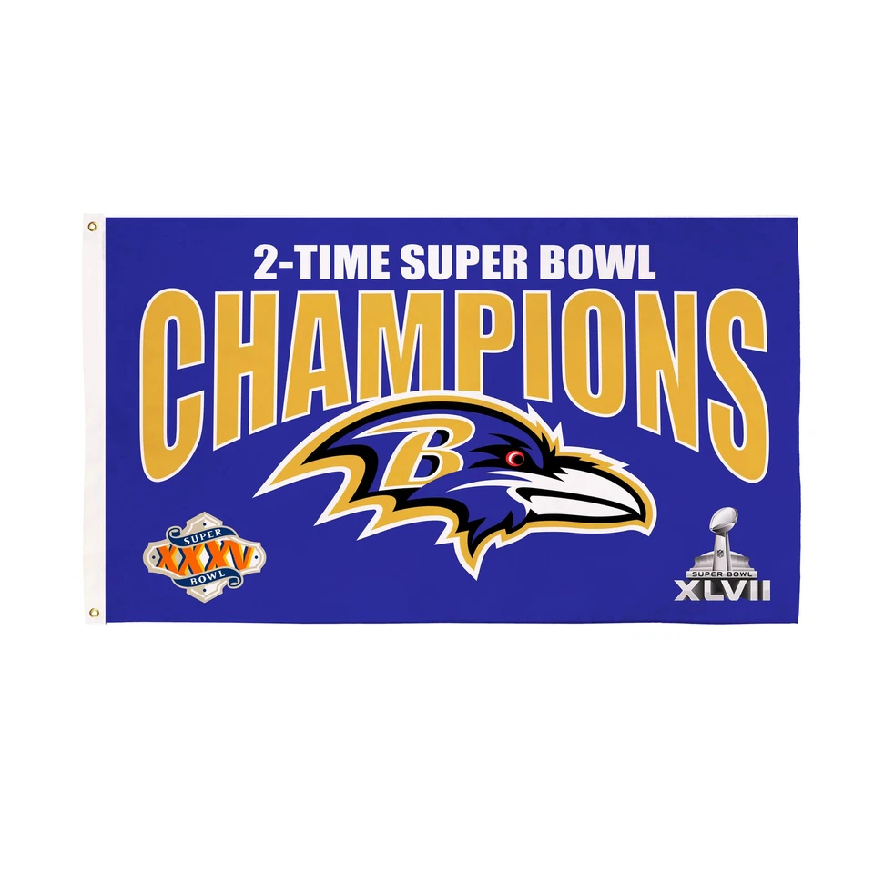Baltimore Ravens 3X Superbowl Champions Fútbol 3x5 Bandera Foto 1 de 1