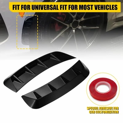 2 x Glossy Black Side Wing Air Flow Fender Vent Covers For Universal Car Truck K - Image 1 of 4