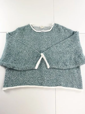 Suéter POL Hombro Caído Pequeño Borde Enrollado Pesado Gran Tamaño Suave Azul Verde Boho Foto 1 de 4