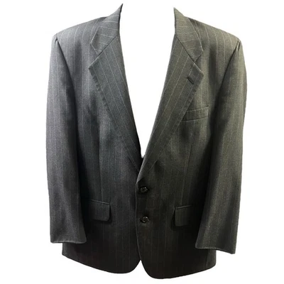 Burberrys Blazer мужской серый в тонкую полоску шерсти две кнопки винтажный официальный куртка - Изображение 1 из 4