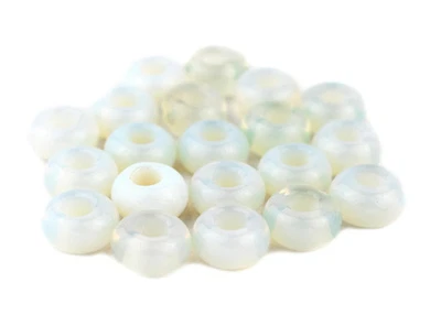 Cuentas Luna Opalita 14mm, Juego de 20 Vidrio Redondo Blanco Agujero Grande Foto 1 de 4