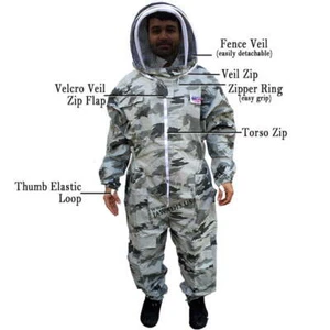 Snow Camouflage Beekeeper Full Bee Suit - L Size Durable Cotton Design - Picture 1 of 12