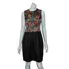 ETRO Bubble Pleated Dress Textured Floral Wool Silk Women's Sz 44 Made in Italy