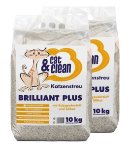 2x 10kg Cat & Clean® Katzenstreu Brilliant plus mit Babypuderduft und Silikat - Bild 1 von 5