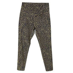 Nicole Miller Sport Leggings Size Large Black and Brown Animal Print High Rise - Picture 1 of 6