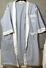 Christian Dior Robe Mens One Size Blue 3/4 Sleeve Logo Cotton White Trim