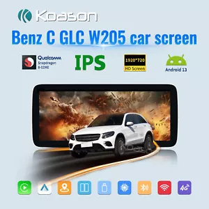 Car Screen 12.3inch Autoradio Android13 Media Carplay for Benz C W205 GLC - Picture 1 of 8