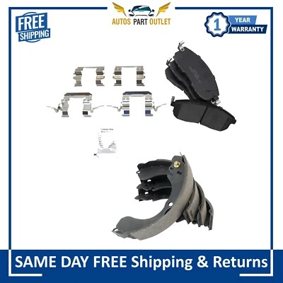 Novo kit de pastilhas de freio dianteiro traseiro e sapata compatível com 2007-2019 Nissan Cube Sentra Versa - Imagem 1 de 3