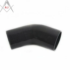 Silicone Hose 45 Degree Elbow 3" to 3.15" ID 76 mm to 80 mm Coolant Tube Black - Picture 1 of 4