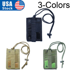 Tactical ID Card Credit Organizer Hook Loop Patch Badge Holder With Neck Lanyard