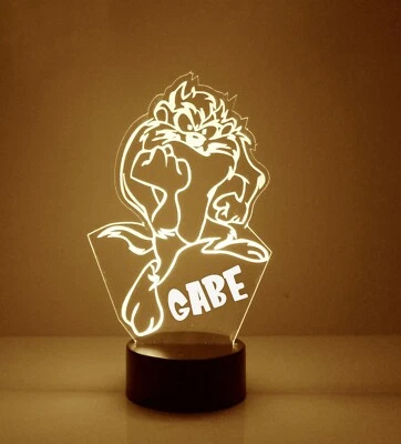 Taz Iluminado, Personalizado GRATIS, Lámpara de Luz Nocturna LED + Control Remoto, Diablo de Tasmania Foto 1 de 4