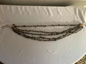 Sterling Silver Smokey Quartz 5-Strand Beaded Necklace 19” - Picture 1 of 5