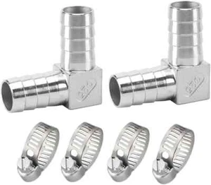 Raccordo a barra tubo acciaio inox gomito 90 gradi 1/4" spinato x 1/4" spinato destro - Foto 1 di 3