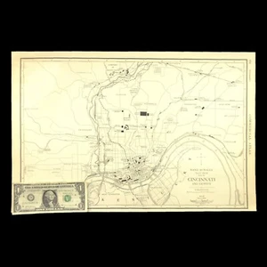1920s Vintage CINCINNATI Ohio Map Antique Cincinnati Suburban Map Wall Art Decor - Picture 1 of 11