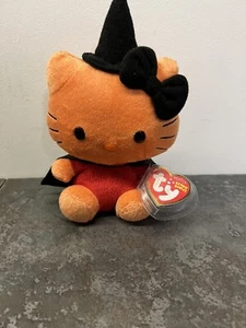 2010 RARE & RETIRED TY BEANIE BABY~HELLO KITTY HALLOWEEN WITCH COSTUME 6" - Picture 1 of 5