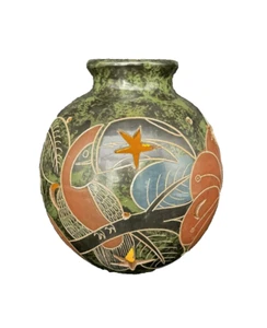 Nicaragua Pottery Reticulated Toucan & Floral Tealight Votive 5.5" Candle Cover - Picture 1 of 12