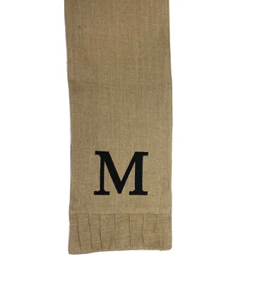 Corredor de mesa de arpillera M monograma de lujo hecho a medida marrón tostado negro yute largo Foto 1 de 4