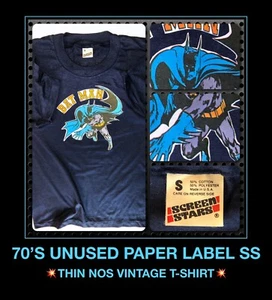 ORIG VTG 70s NOS BATMAN DC Comics Screen Stars Paper Label Thin UNUSED T-Shirt - Picture 1 of 12