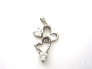 Silberanhänger Herze mit hellen Steinen (925er) OM2930 - Picture 1 of 2