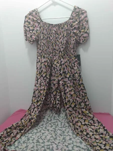 Art Class girl's black and pink Floral Dress with long train size Large (10/12) - Picture 1 of 3