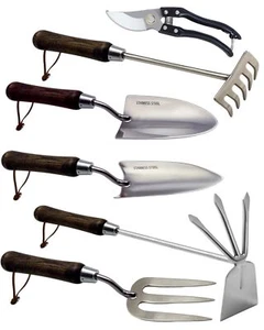 Garden Tool Set, 6PCS Heavy Duty Stainless Steel Gardening Hand Tools with Ropes - Picture 1 of 6