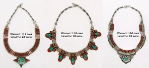 Wholesale lot of 3 Tibetan Jewelry Necklace Turquoise Coral bead mala, N25 - Picture 1 of 5