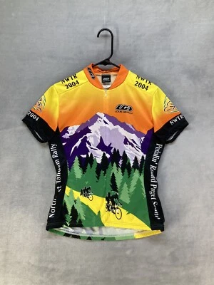 Vtg 2004 NWTR Louis Garneau Women’s Mountain Print Cycling Jersey 3/4 Zip Size M - Image 1 of 4