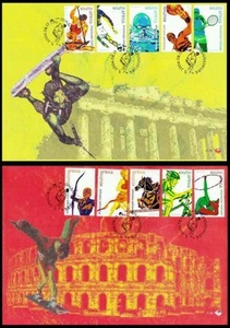 South Africa 2004 Olympic Sport Games Football Cycling Swimming (FDC pair) - Picture 1 of 8