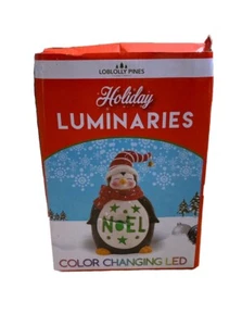 Loblolly Pines Holiday Luminaries Cambio de Color LED Cerámica Navidad Pingüino - Imagen 1 de 12