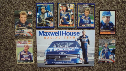 Lot of 8 different - Sterling Marlin #22 " MAXWELL HOUSE " NASCAR CARDS POSTCARD Cover