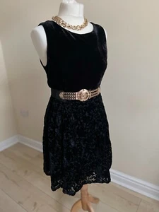 Black faux suede a line dress, open back, sleeveless M 10 - Picture 1 of 7