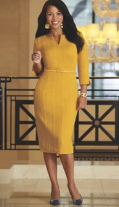 size Large Mustard Color Nudaria Belted Dress from Ashro new - Picture 1 of 2